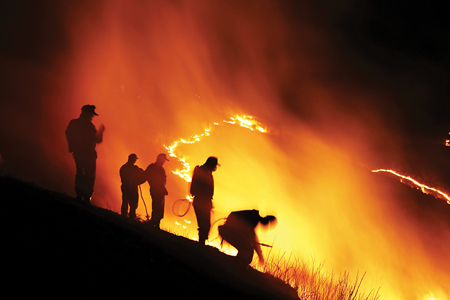 The National Fire Agency of Taiwan fighting a fire