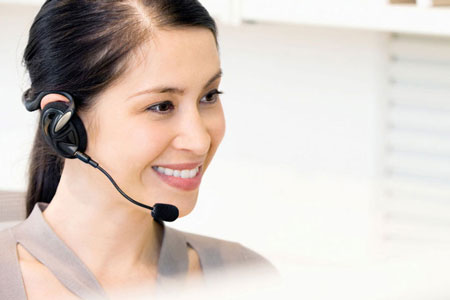 Smiling customer service representative